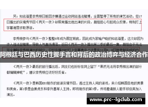 阿根廷与巴西历史性握手言和背后的政治博弈与经济合作